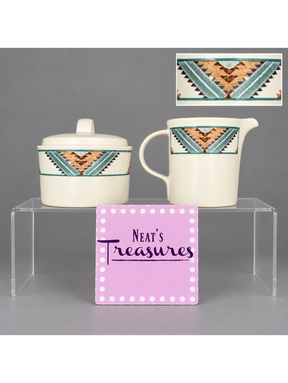 Mikasa Intaglio SANTA FE CAC24 Southwest Aztec Design Creamer & Sugar Bowl Set